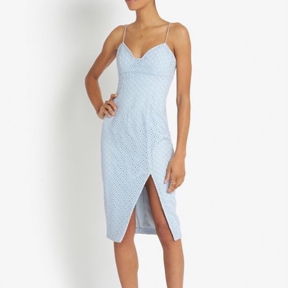 NICHOLAS Dresses & Skirts - Nicholas for Intermix Geometric Lace Blue Dress